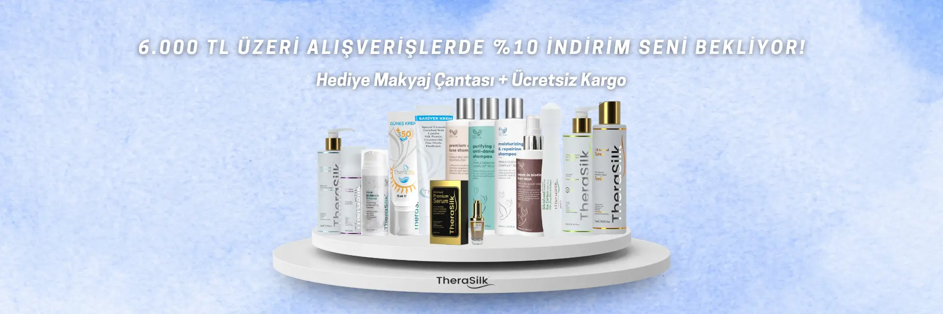 Therasilk 6.000 TL üzeri Alışverişlerde %10 indirim + Hediye Makyaj Çantası + Ücretsiz Kargo